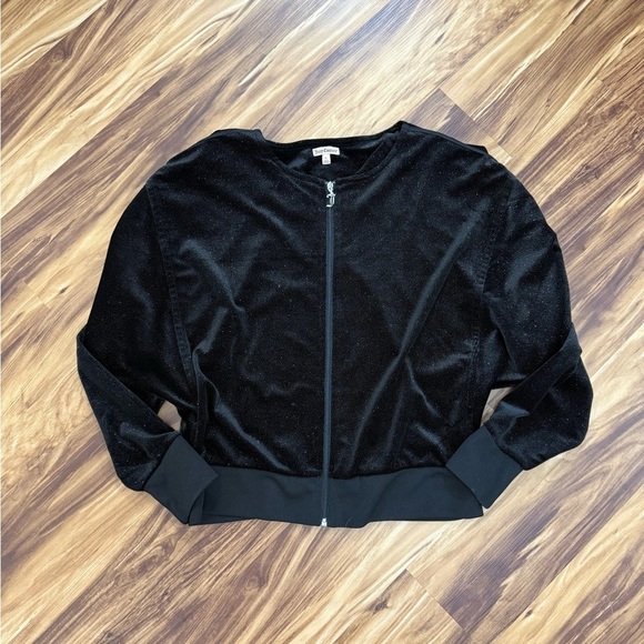 Juicy Couture Velvet Bomber Jacket Black Full Zip - Picture 5 of 8